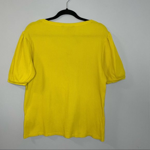 Lauren Ralph Lauren Waffle Knit Puff Sleeve Top - Picture 3 of 9